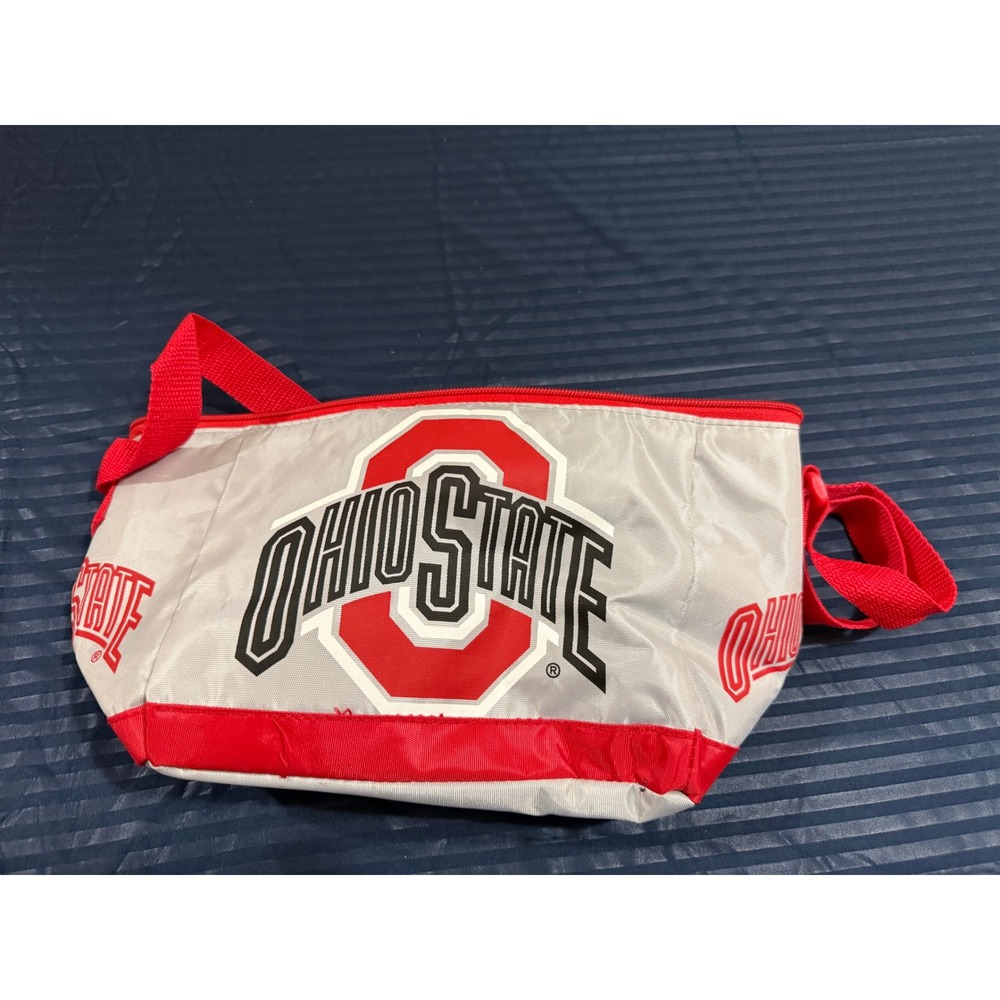 Ohio State Buckeyes Insulated Lunch Bag Cooler Silver Red Adjustable Strap